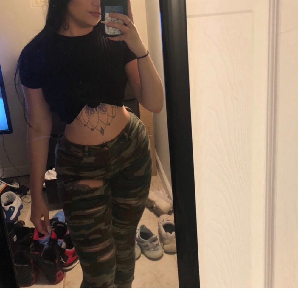 Ripped camo jeans